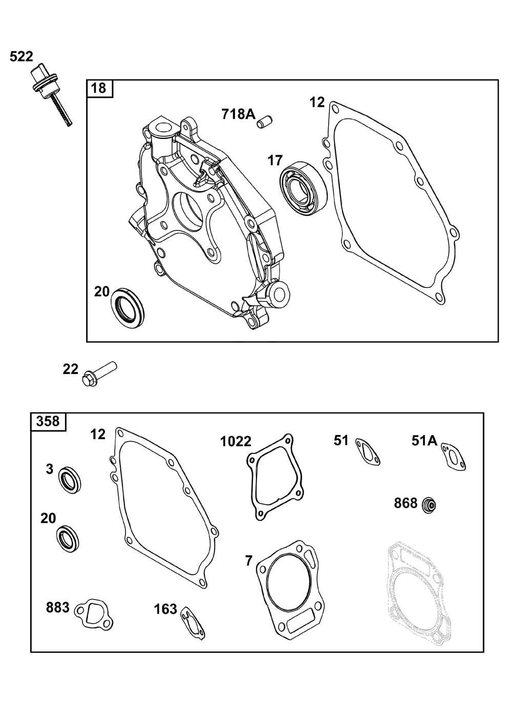 Crankcase Cover/Sump And Lubrication Group Diagram and Parts List for 130G32-0184-F1 100000 - 19Z999 Briggs and Stratton Engine